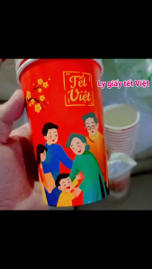 Ly giấy tết cốc giấy tết mang không khí tết Việt về quán hoa văn đẹp chắc chắn 300 360 480 660ml