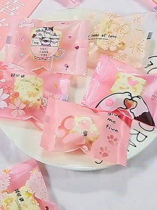 100Pcs Self-adhesive Bread Cookie Plastic Bag DIY Birthday Candy Doughnut Pastry Packaging Bags for Christmas Party