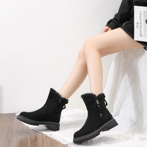 Pregnant Womens Snow Boots Plus Size 41-43 Fleece-lined Thickened Feet Puffy Loose Ankle Boots Winter Warm Non-Slip Cotton Shoes