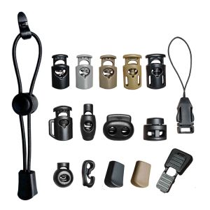 Plastic Spring Buckle Shoelace Rope Tail Clip Double Lacelock Bean Bag Elastic Band Drawstring Telescopic Anti-Slip Adjustment String Clip Bell