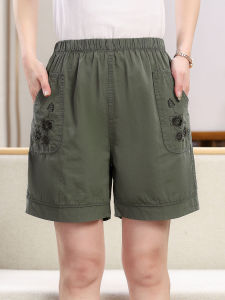 สูง เอว บริสุทธิ์ ผ้าฝ้าย กางเกงขาสั้น สําหรับผู้หญิงวัยกลางคน ฤดูร้อน ลำลอง หลวม Fit กางเกง เอวยืดหยุ่น เสื้อแจ๊กเก็ตยาวห้าส่วน