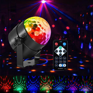 LED เวทีดิสโก้ไฟหมุน RGB DJ Ball พร้อมรีโมทคอนโทรลสําหรับปาร์ตี้คลับเลเซอร์แสดง Strobe โคมไฟ Magic Dance รถของขวัญ