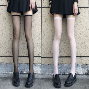 Thin Ice Silk Velvet High-Tube Knee-Length Stockings Womens Shaping Leggings Summer Breathable Black Silk Long Socks