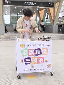 NINI Street Vendor Cart Metal Display Rack with Wheels Portable Folding Market Stall Trolley Multi Layer Storage Cart for Food Drink Snack Business