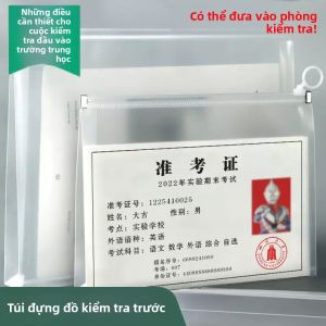 MONLEYTA | Túi đựng bút chì trong suốt bằng nhựa Túi đựng tài liệu thi trung học phổ thông Túi đựng bút chì bằng khóa kéo A4 Túi đựng giấy tờ chống thấm nước