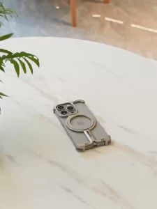 OATSBASF Metal Shockproof Phone Case Built-In Phone Stand Support Ma-gsafe Charger For iPhone 13/14/15 Pro/15 Plus/15 Por Max