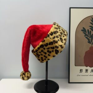New Leopard Red Christmas Hat Adult Creative Christmas Hat Christmas Scene Decoration
