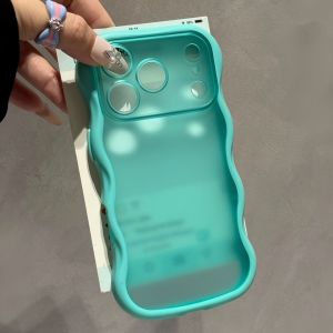 Curly Wave Edge Matte Translucent 2in1 Case For iPhone 18 Air 17 16 15 14 13 12 11 Pro Max Camera Protective Candy Clear Cover
