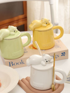 Ceramic Mug with Lid Office Couple Water Cup Home Creative High Aesthetic Value Cute Cup Adult Beverage Utensils China
