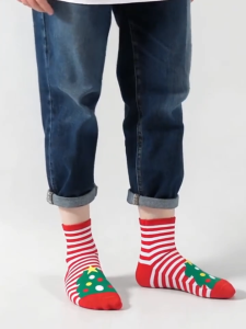Kids Corner 1 Pair Cotton Socks Affordable Christmas Socks Santa Reindeer Design for Kids Boys & Girls 1-12Years Old