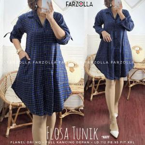 Flosa Tunik Flanel HQ Fit to XXL / Kemeja Wanita