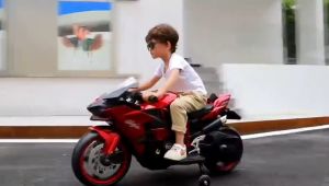 Rechargeable Ride-on Motorbike for Kid Big Size Kawasaki H2R with Rubber Tire Music 2 to 7 Years Old