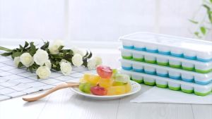 14 Holes Silicone Ice Tray Ice Cube Maker Baby Food Puree Mold Container Lid Bekas Pembuat Ais Batu 硅胶冰格辅食盒