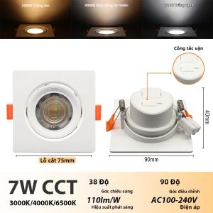 1-10 Chiếc Đèn LED Âm Trần Có Thể Gập Lại CCT 3000/4000/6500K Đèn Trần Chống Chói Cho Phòng Ngủ Phòng Tắm Gắn Trên Bề Mặt