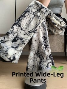 Miiow | Cat Woman Ice Silk Wide Leg Pants Women Summer Thin High Waist Drape Loose Slim Straight New Chinese Style Cool Pants