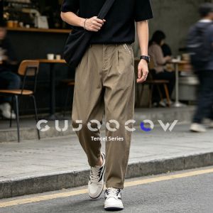 GUJOOCOW | Ice Silk Loose Fit Mens Trousers