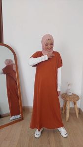 Ilona - Mira Long Vest Outer Wanita Muslim Polos Bahan Cotton Knit Rajut Korean Style