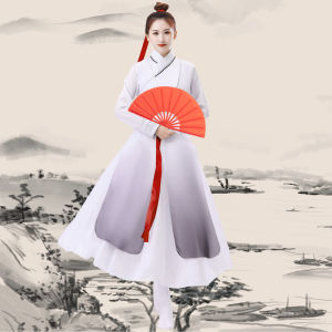 Classical Dance Style National Learning Costume Fan Kung Fu Bamboo Book Brief Youth Performance Clothing Traditional Chinese Ethnicwear