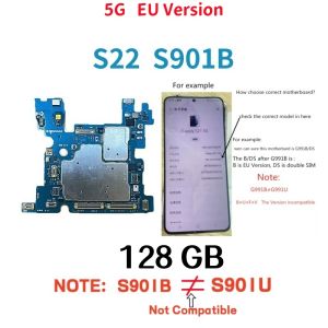 Unlocked Motherboard For Samsung Galaxy S22 5G S901B S901U Clean Google Lock Logic Board Mainboard Full Chips Replacement