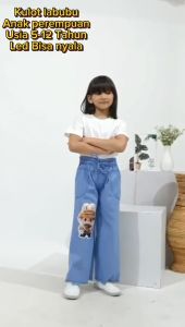 kulot jeans labubu anak perempuan bisa nyala usia 5-12 tahun
