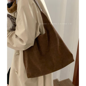 Retro Suede Leather Tote Bag Womens Large Capacity Versatile Underarm Bag Fashionable 2023 New Style Casual Single Shoulder Bag