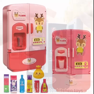 9 Pieces New Simulation Refrigerator Toys Childrens Simulation Double Door Mini Refrigerator Set