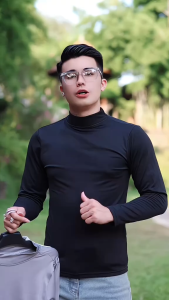 Áo Cổ Lọ Nam Tay Dài Phong Cách Tối Giản Chất Thun Mềm Co Giãn