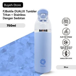 Botol Minum Tumbler Olahraga Dualix Tritan + Stainless BPA FREE 750ml Double Insulated Dengan Sedotan Lebih Praktis