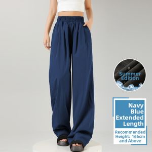 Pink Loose-fit Summer Pants For Ladies Cool and Breathable Textured and Relaxed Look Sun Protection