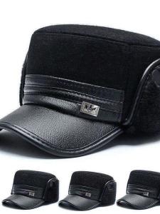 Mũ Bảo Hiểm Ấm Áp Cho Bố Ông Nam Lông Cừu Dày Lót Lông Cừu Đi Ngoài Trời Mùa Đông Chống Gió Trang Phục Mùa Đông