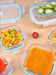 Round Borosilicate Glass Lunch Box Container Glasslock (Heat-Resistant Divided Sealed Microwaveable)圆形玻璃饭盒 便当盒