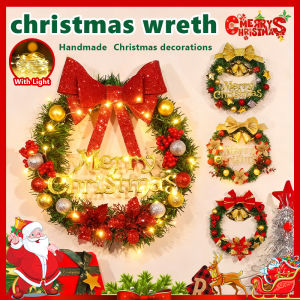 Christmas Wreaths Christmas Decorations Christmas Handmade Gift Artificial Garland Ribbon Pinecones Xmas Decor With LED Light Home Door Hangings  Creative Ornaments Door Window Decorations Christmas New Years Party Holiday Atmosphere Decorations