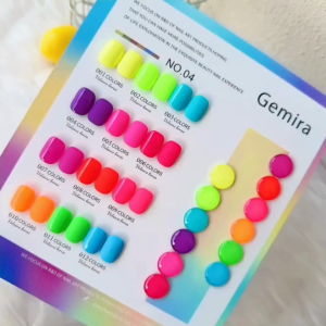 GEMIRA 12สี เจลยาทาเล็บชุด เรืองแสงชุดสี Fluorescent Color Series สีอิ่มตัว 12ขวดเจล+กราฟสีสำเร็จรูป