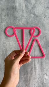 ป้ายห้องน้ำอะคริลิค ลายสามเหลี่ยมสีชมพู ป้ายห้องน้ำชายหญิง สไตล์โมเดิร์น มินิมอล ลอฟท์Designfac