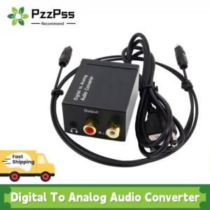 DAC Digital to Analog Audio Adapter Optical SPDIF Fiber to Stereo Converter with RCA & 3.5mm AUX Output