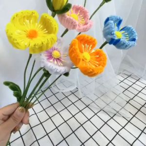 100PCS Fuzzy Wire Colorful Dense Self-Adhesive Chenille Stems For DIY Art Supplies Twisted Stick