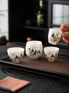 JISU | Dehua White Porcelain Sheepfat Jade Thousand Li Jiangshan Tea Cup