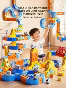 XIDIQI | Magnetic Building Track Car Toy Magic Transformable Assembled Educational Birthday Gift