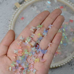 3D Aurora Butterfly Nail Charms Parts Multi Colors Flatback Resin Rhinestones Nail Art Decorations DIY Kawaii Accessories 10pcs