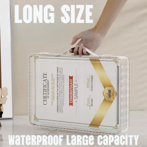 Long File Organizer Folder File Box Clear File Case Document Oorganizer Paper Storage With Handle