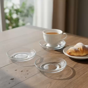 Đĩa Lót Cốc/Ly Thủy Tinh Tròn Trong Suốt D-10cm- Dĩa Lót Tách Trà Cà Phê Đa Năng