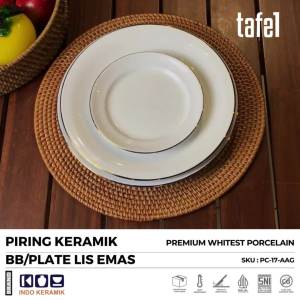 INDO KERAMIK Piring BB Plate Lis Emas HORECA 17 cm