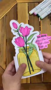 Thiệp Hoa Tô Màu Cắt Sẵn Cho Bé - Tô Màu Sáng Tạo - Thiệp hoa tặng ngày nhà giáo Việt Nam 20/11 20/10 8/3 Ngày của Mẹ - Tranh Tô Màu Cho Bé