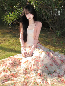 QINWEIYU | Resort Style Pink Floral Dress