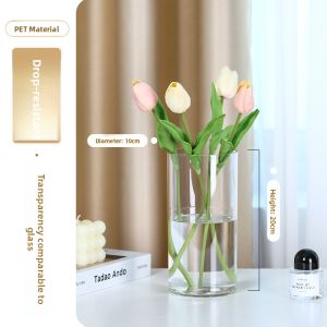 Plastic Glass Mimic Flower Vase Cylinder Transparent Hydroponic Container Living Room Decorative Piece PET Special Bottle