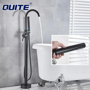 QUITE Bathtub Floor Stand Faucet Gold Black Roman Bathtub Shower Set Freestanding Bathtub Round Sink Bathtub Faucet