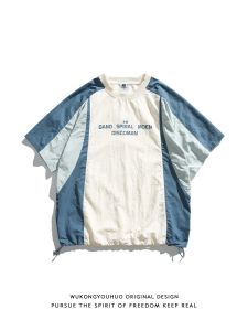 WUKONGYOUHUO | Retro Style Color Blocking Loose Quick-dry T-shirt