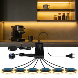 Penetrable Panel Sensor COB LED Light Set 1-10PCS Black Board Central Control Dimmable Touch Switch for Wardrobe Closet Lighting