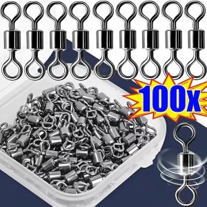100/200pcs Stainless Steel Fishing Barrel Bearing Rolling Swivel / Solid Ring LB Lures Connector Fishing Accessories / Fishhooks Lure Connector