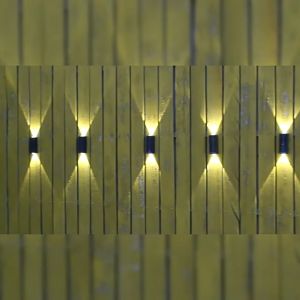 Solar Waterproof 2LED Wall Light Up Down Lighting Outdoor Garden Fence Decor